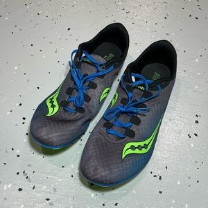 Saucony Vendetta Mens Track Running Shoes / Spikes Size 10.5 Blue Green